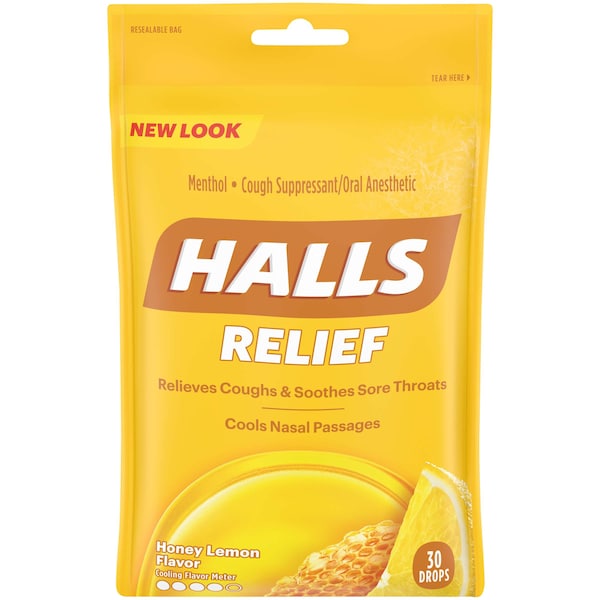 Halls Halls Honey Lemon Cough Drop 30 Count, PK48 62183 | Zoro